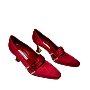 NIB Manolo Blahnik Fetis 70mm EU 37.5 US 7.5 Crystal Satin Pump $1,200